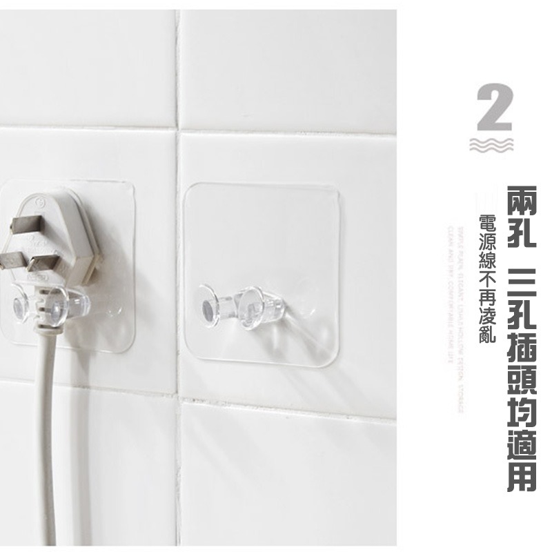 B337 | 插座掛鉤 電線掛勾 無痕透明 掛鉤 無痕掛勾 防水掛勾 廚具鈎 免釘 電源線掛勾 收納掛勾-細節圖6