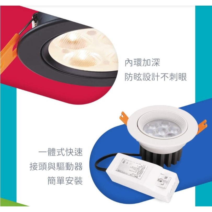 【舞光原廠授權】 兩年保固 舞光 高品質 崁燈 7公分 9公分 5W 8W 15W 微笑崁燈-細節圖4