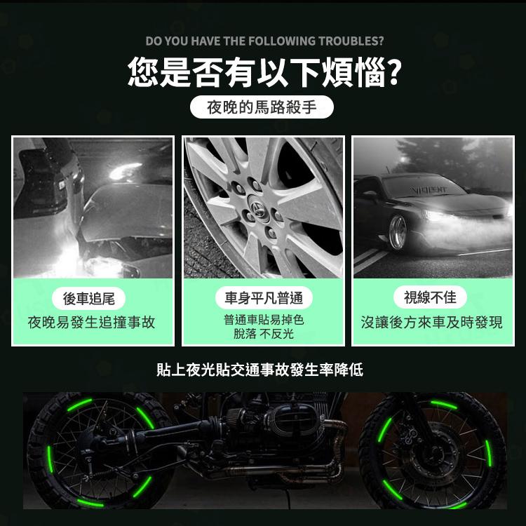 台灣現貨 20入 輪框貼紙 反光車貼 輪胎貼紙 輪圈貼紙 反光條 汽車貼紙 機車貼紙【CW0413】上大HOUSE-細節圖3