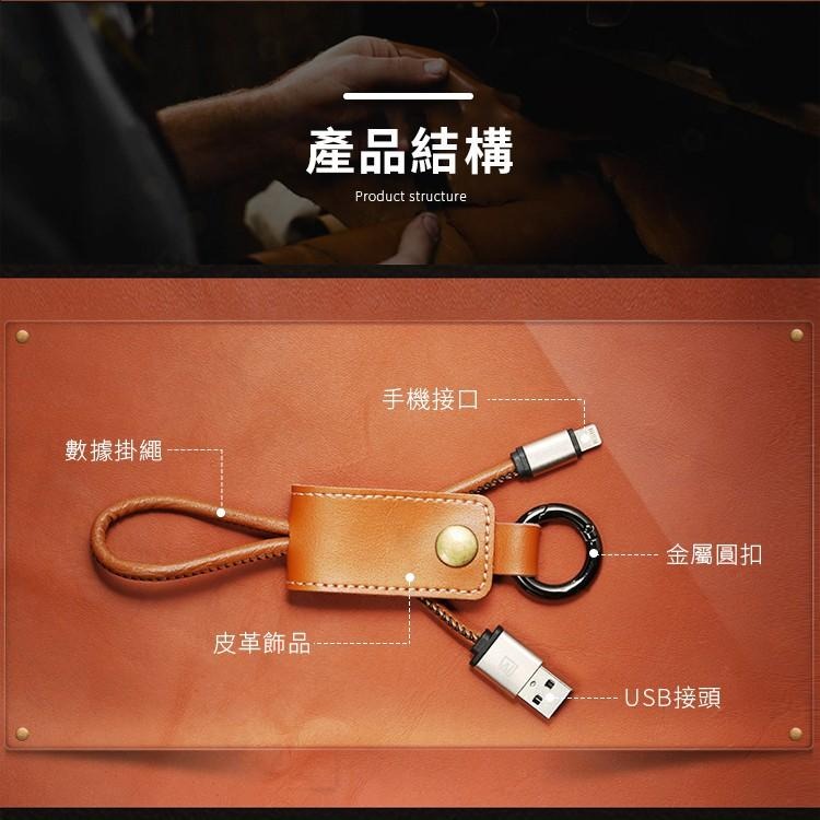 台灣現貨 皮革充電線鑰匙圈 手機充電線 數據線 充電線 傳輸線 蘋果 安卓 Type-C【HC523】上大HOUSE-細節圖5