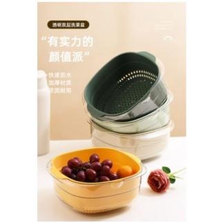 HO鶴百貨- 台灣出貨!!!!! 雙層德式洗菜籃 家用廚房瀝水籃 瀝水盆 洗菜盆 客廳水果盆 洗菜籃 水果籃 瀝水架-細節圖3