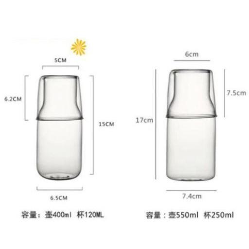 HO鶴百貨【台灣現貨】日式一人飲壺杯套裝耐熱玻璃咖啡牛奶杯冷水壺透明玻璃-細節圖5
