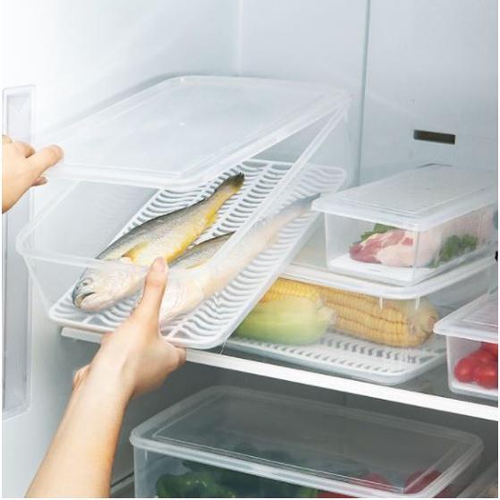 HO鶴百貨-冰箱冷藏盒可瀝水廚房塑料分裝冷凍盒食物雞蛋魚水果密封盒-細節圖2