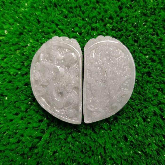 °☆ 珮齊精品舖 ☆° 天然A貨翡翠緬甸玉 精雕水潤龍鳳牌玉墜 玉飾 玉佩 吉祥如意 幸福美滿 糯種 0228114-細節圖2