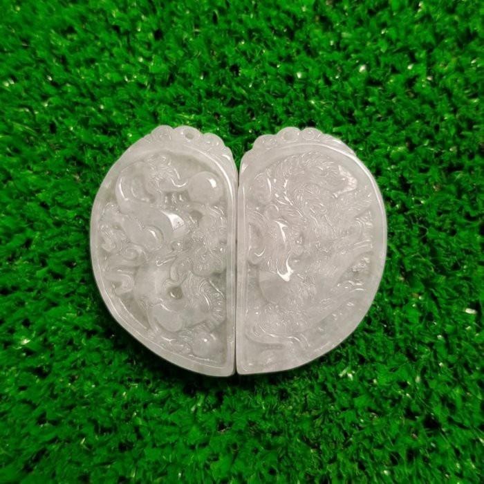 °☆ 珮齊精品舖 ☆° 天然A貨翡翠緬甸玉 精雕水潤龍鳳牌玉墜 玉飾 玉佩 吉祥如意 幸福美滿 糯種 0228114-細節圖5