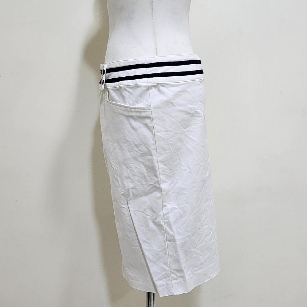 °☆ 珮齊精品舖 ☆° IN 白色黑橫紋假口袋後拉鍊開叉窄裙-細節圖2