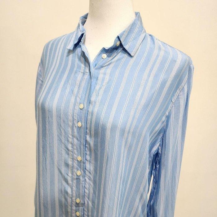 °☆ 珮齊精品舖 ☆° H&M 藍白條紋色長袖襯衫-細節圖5
