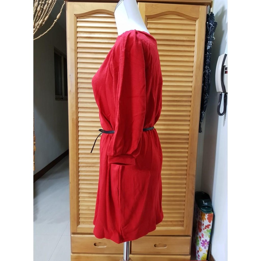 °☆ 珮齊精品舖 ☆° 紅色公主袖連身短洋(不附腰帶)-細節圖2