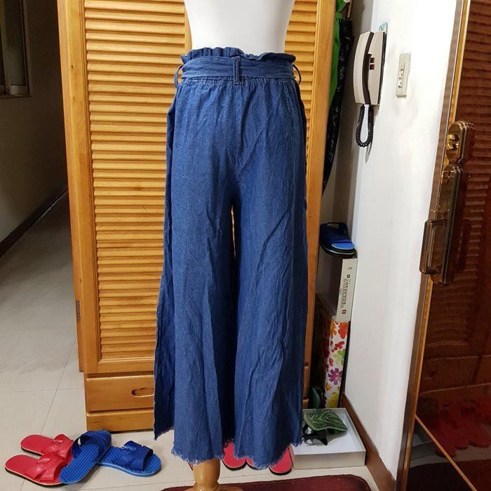 °☆ 珮齊精品舖 ☆° SweeaSa 高腰綁帶抽鬚寬管褲 開叉褲 仿牛仔材質-細節圖6