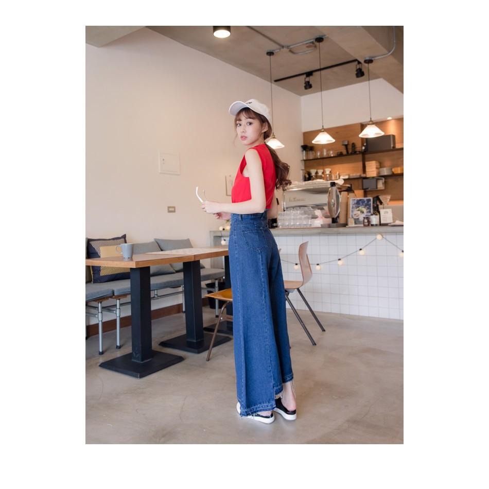 °☆ 珮齊精品舖 ☆° 深藍色牛仔抽髮寬管褲-細節圖6