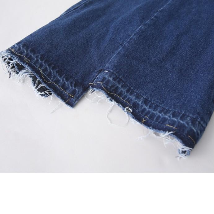 °☆ 珮齊精品舖 ☆° 深藍色牛仔抽髮寬管褲-細節圖9