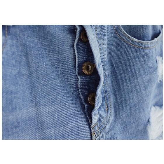 °☆ 珮齊精品舖 ☆° 休閒側釦造型刷破牛仔短褲(不附皮帶)-細節圖6