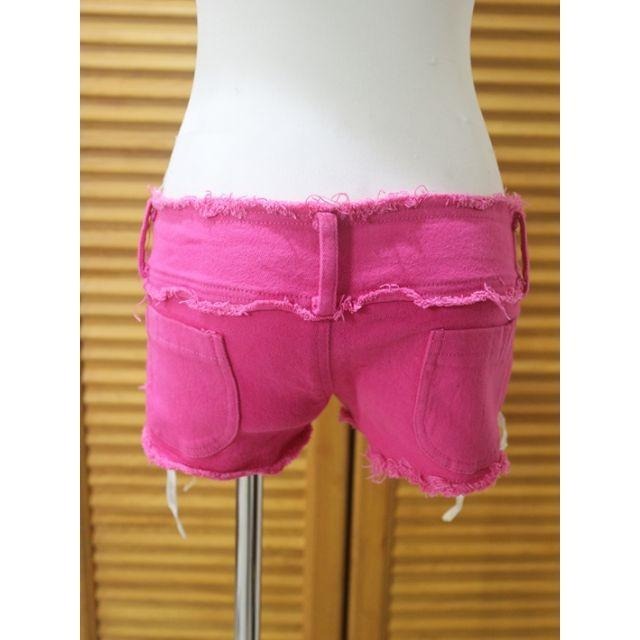 °☆ 珮齊精品舖 ☆° 桃紅色抽鬚側綁帶低腰迷你短褲-細節圖3