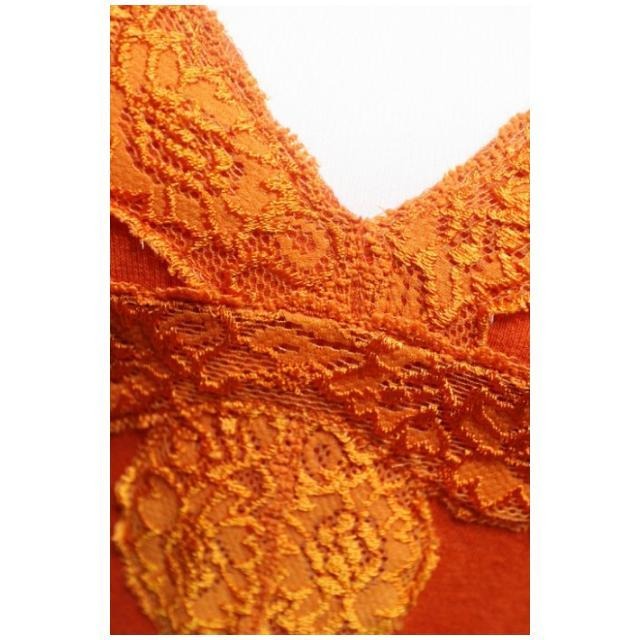 °☆ 珮齊精品舖 ☆° 橘色低胸V領蕾絲背心-細節圖3