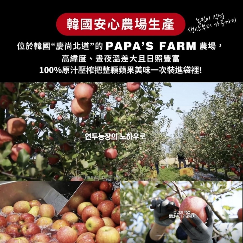 PAPA＇S 韓國 爸爸的農場 100%蘋果汁 180ml 蘋果汁 隨手包 果汁 飲品 早餐 飲料-細節圖4