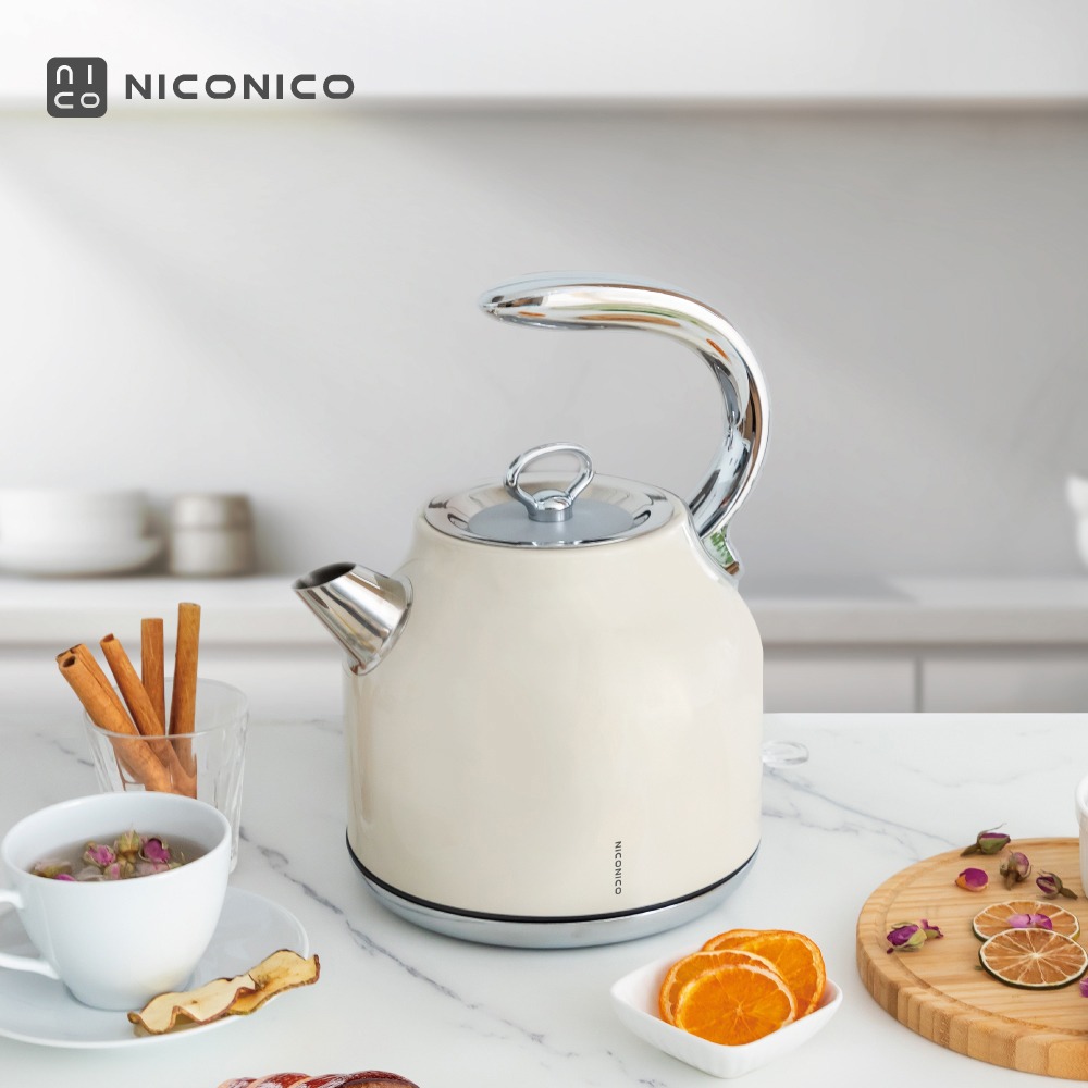 【NICONICO】1.7L復古美型不鏽鋼快煮壺 煮水壼 電茶壺 電熱水壺 NI-L2304-細節圖3