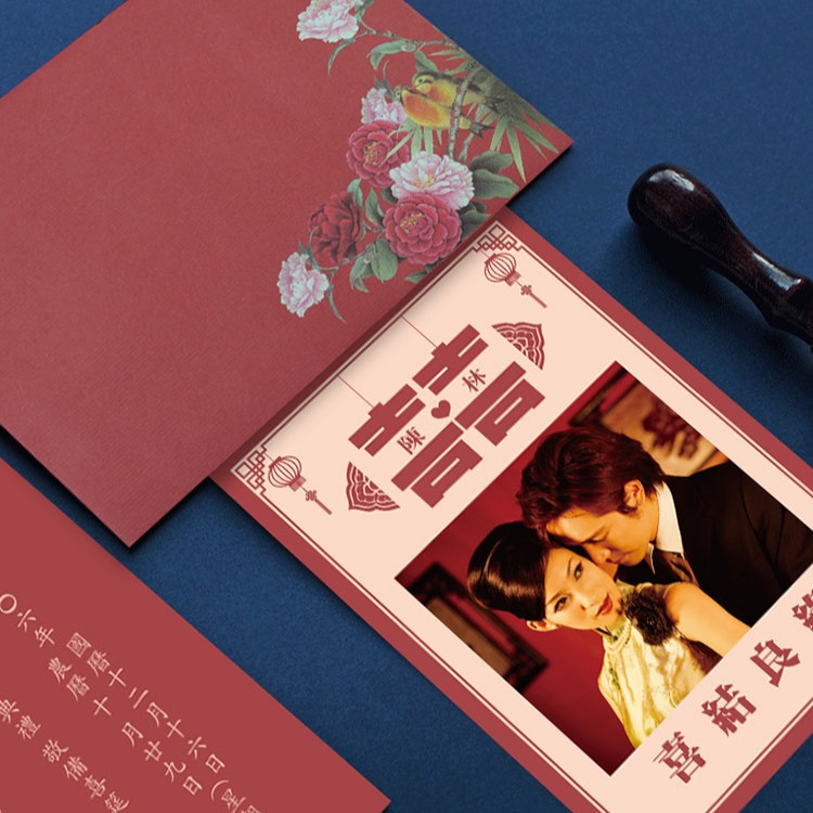 【台灣柬愛喜帖-E007】台灣本地排版印刷寄出，無任何版費，精緻進口結婚訂婚喜帖，請柬，請帖，紅色內頁文字，可印婚紗照-細節圖6