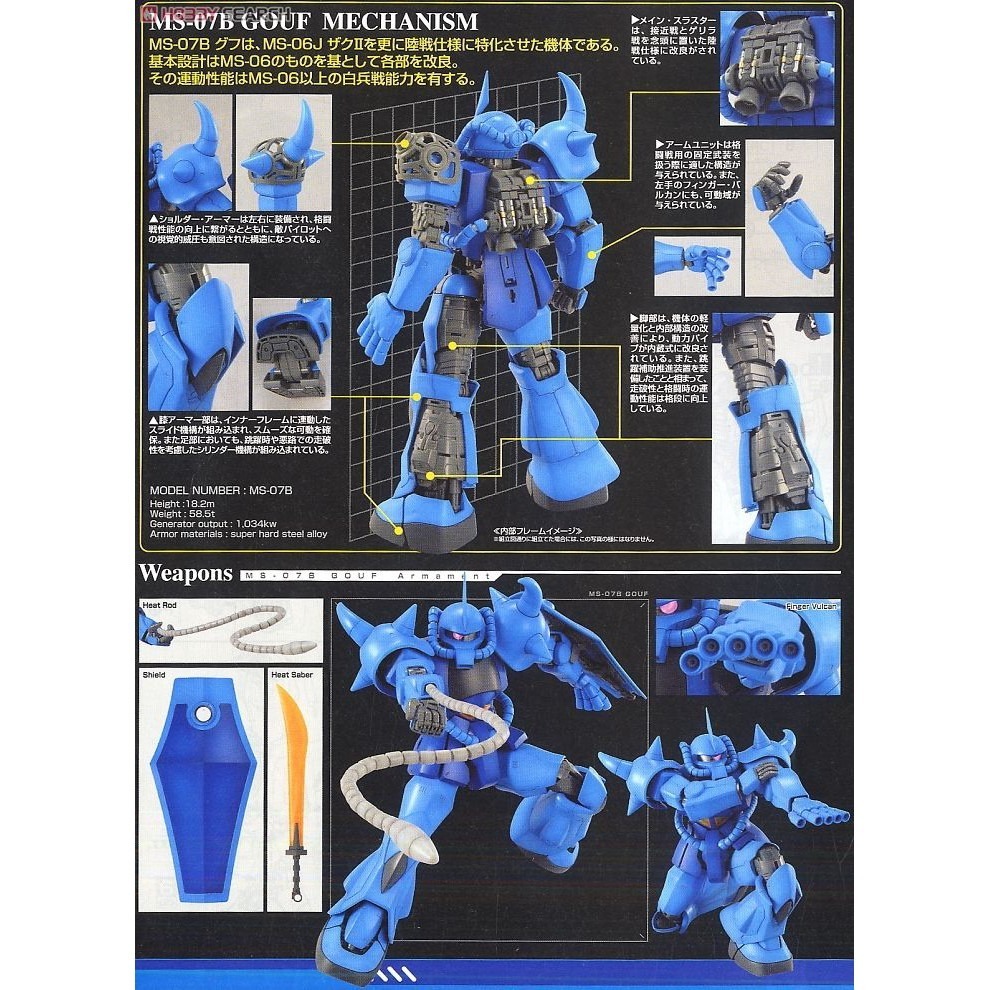 ◆弘德模型◆ MG 1/100 古夫 MS-07B Ver. 2.0 Gouf-細節圖2