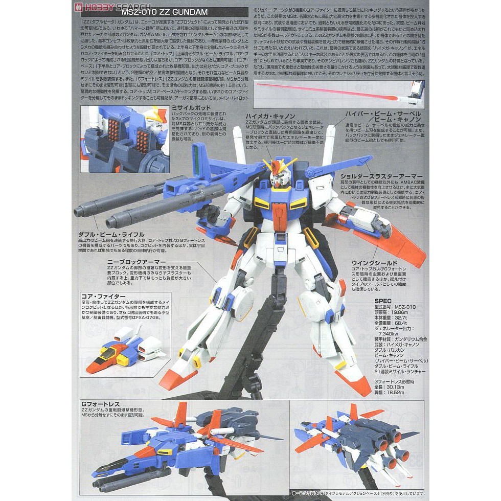 ◆弘德模型◆ HGUC 111 1/144 ZZ MSZ-010 ZZ鋼彈-細節圖7