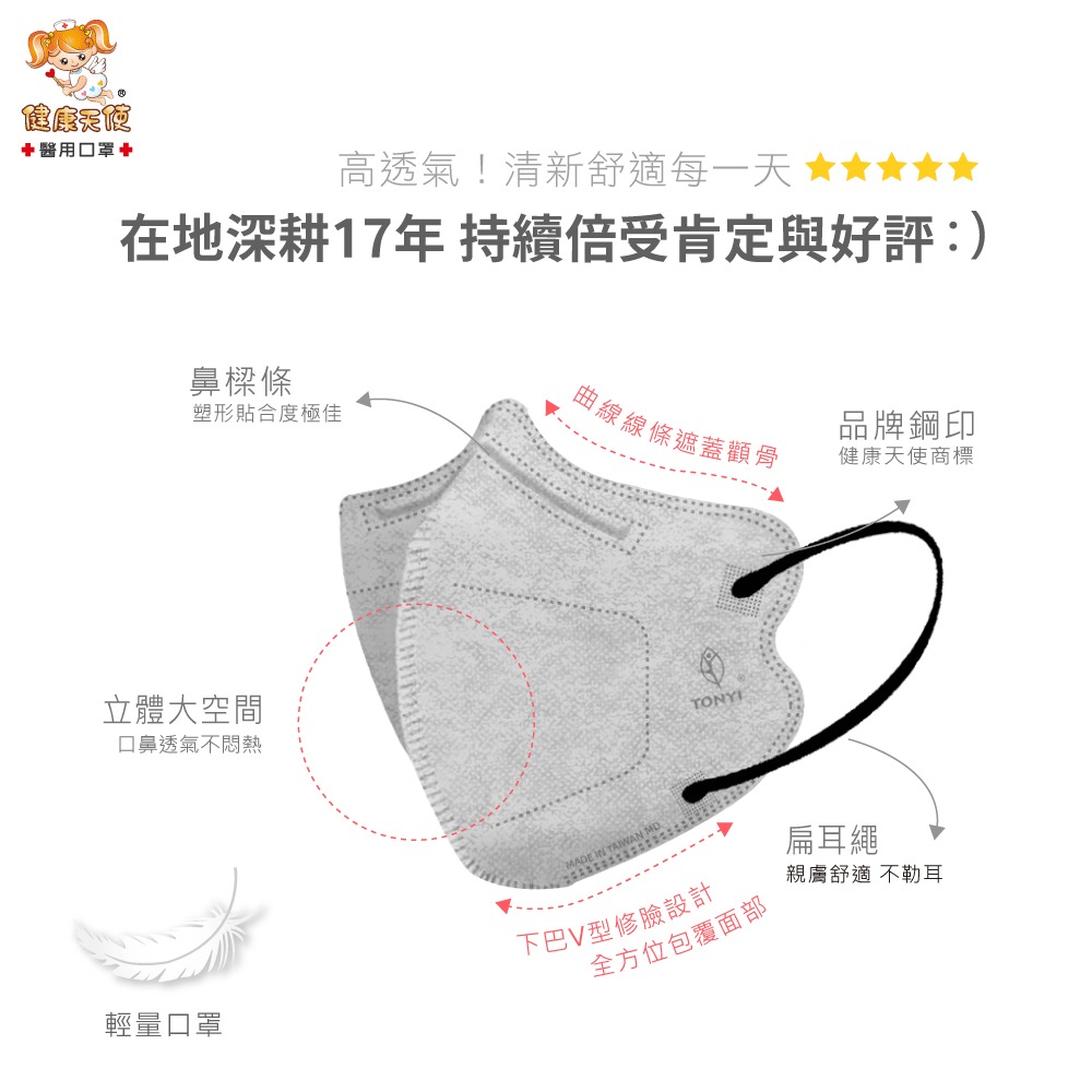 健康天使 成人3D鬆緊帶 30入 白色/月牙白色 [共感藥局]-細節圖3