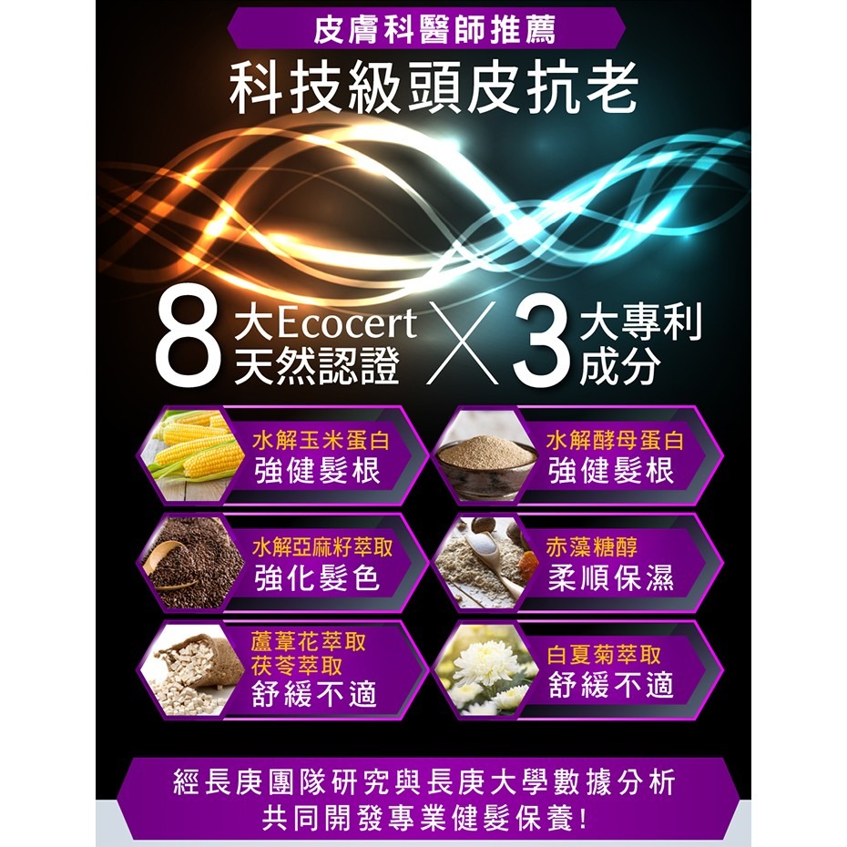 喚黑系列3件組 Drs Formula 逆齡喚黑洗髮精X1+豐盈喚黑護髮素X1+豐盈喚黑頭皮養護精露X1-細節圖5