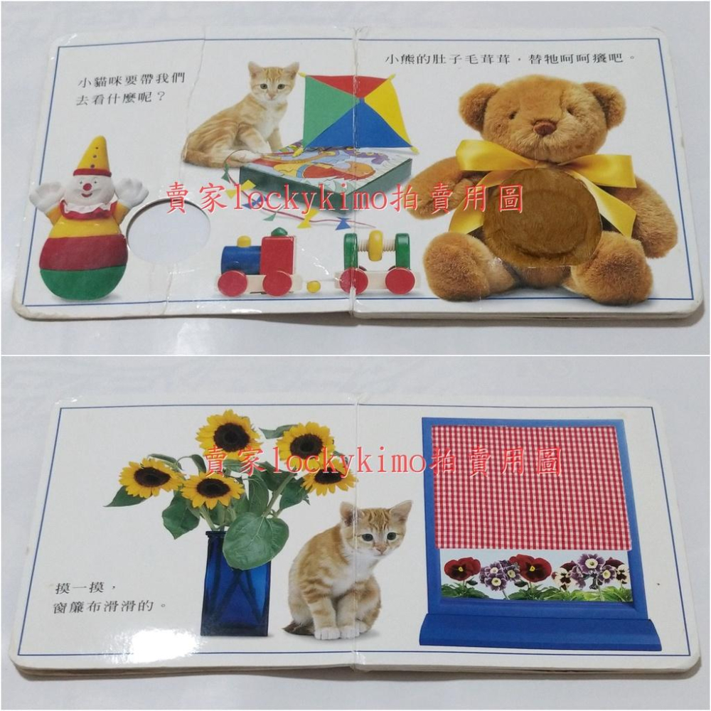 【摸一摸 看一看 好玩的東西 上誼 二手書】小朋友 幼兒 寶寶 視覺 觸覺 感官 書籍 鏡子 認識自己 貓咪 小熊 圖案-細節圖2