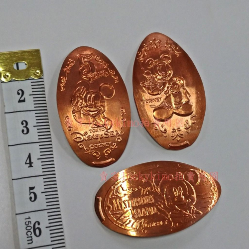 【米奇 迪士尼 海洋 3枚 紀念幣 壓印幣】DisneySEA 銅幣 Mickey 神秘島 5周年 服務生 5TH 幣