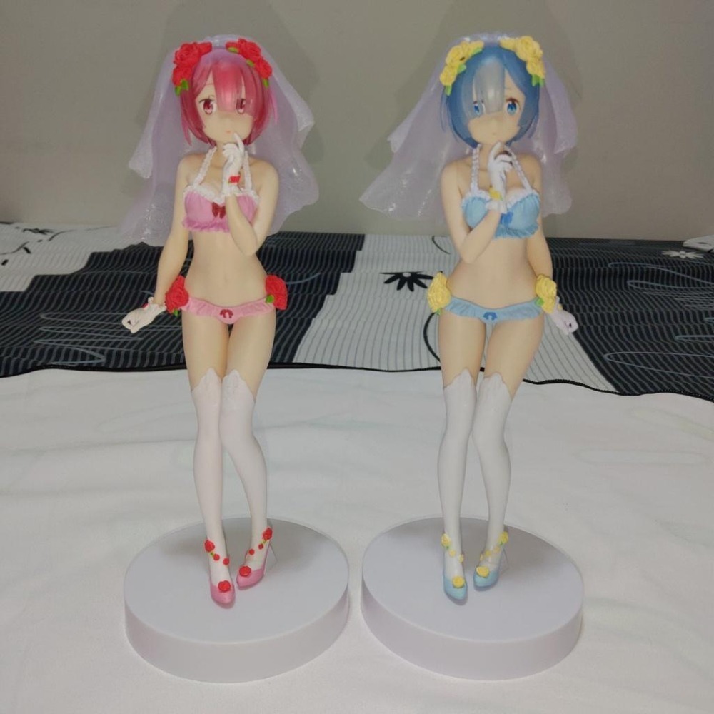 日版 正版 EXQ 婚紗 從零開始的異世界生活 雷姆 拉姆 公仔 景品 二手 現貨 無盒 實際拍攝-細節圖7