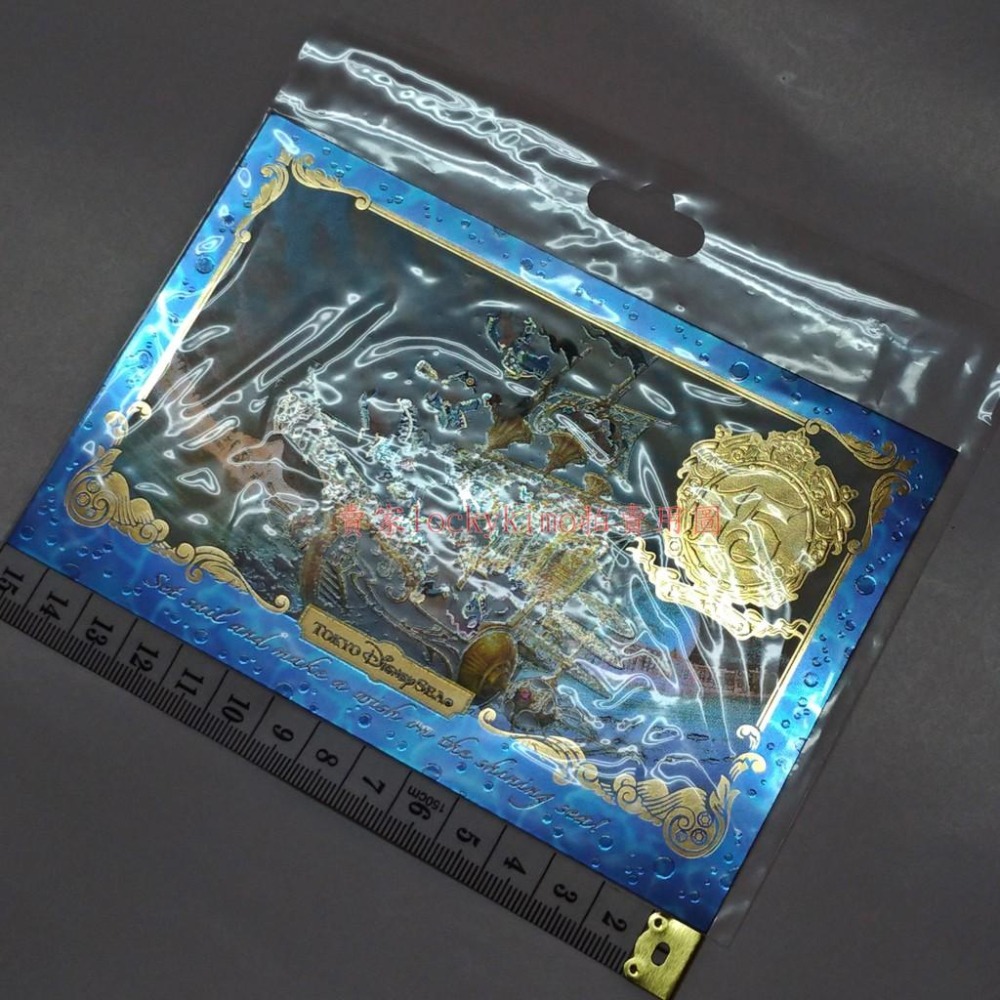 【東京 迪士尼 海洋 15th 明信片】TOKYO DiSNEYSEA 15周年 POST CARD 浮雕 燙金 收藏卡-細節圖3