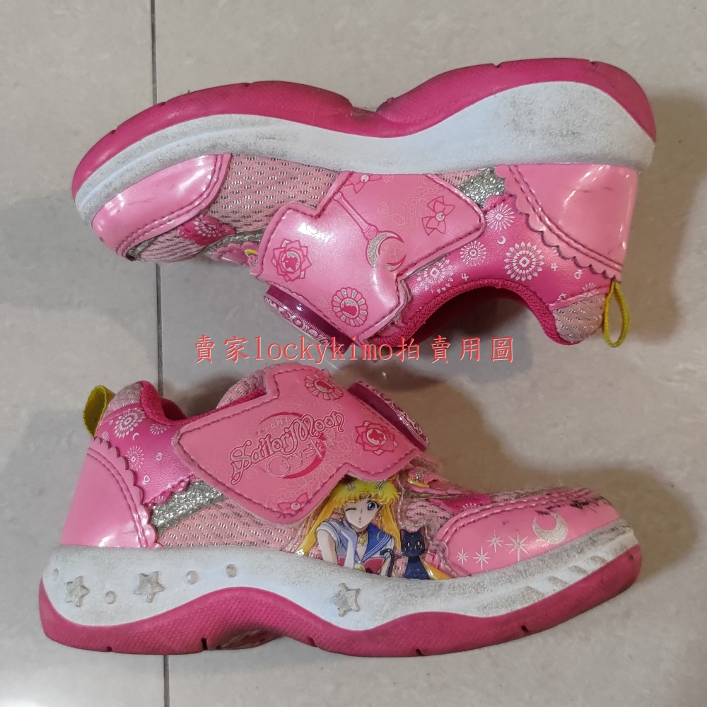【美少女戰士 童鞋 17號 台灣製 二手】美戰 運動鞋 女童鞋 布鞋 粉紅色 17cm-細節圖2