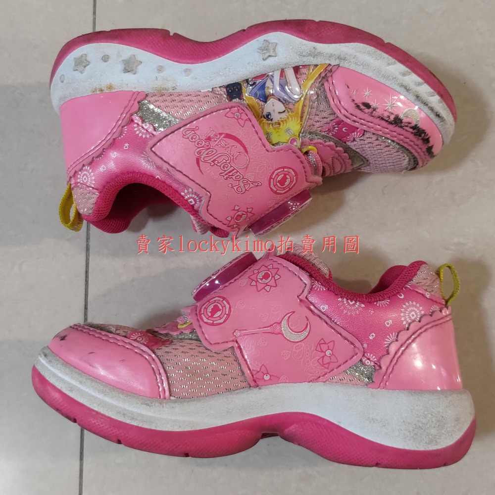 【美少女戰士 童鞋 17號 台灣製 二手】美戰 運動鞋 女童鞋 布鞋 粉紅色 17cm-細節圖3