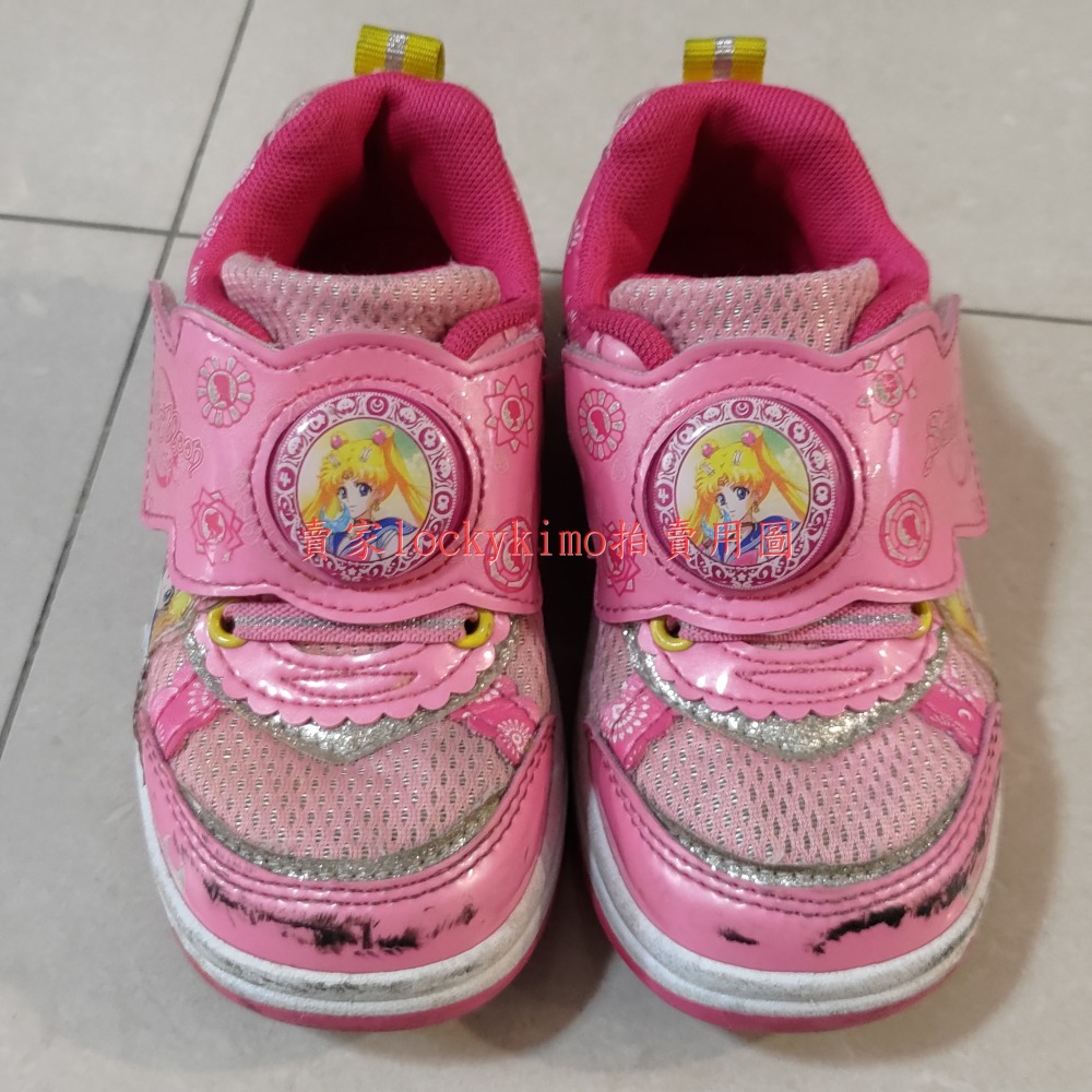 【美少女戰士 童鞋 17號 台灣製 二手】美戰 運動鞋 女童鞋 布鞋 粉紅色 17cm-細節圖5