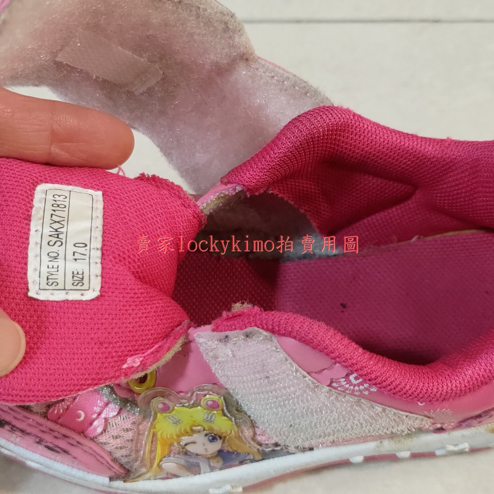【美少女戰士 童鞋 17號 台灣製 二手】美戰 運動鞋 女童鞋 布鞋 粉紅色 17cm-細節圖7