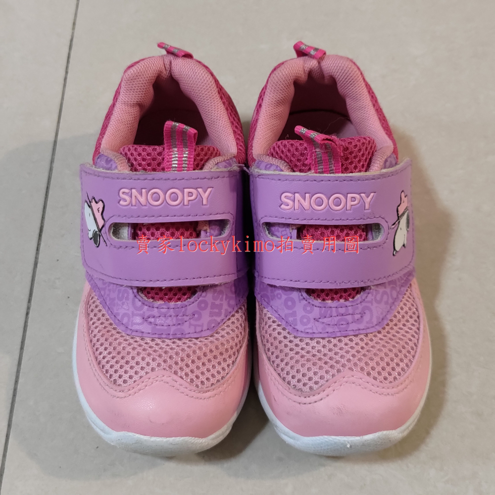 【史努比 童鞋 史奴比 女童鞋 18號 布鞋 粉紅色 二手 台灣製】SNOOPY 運動鞋 18cm-細節圖2