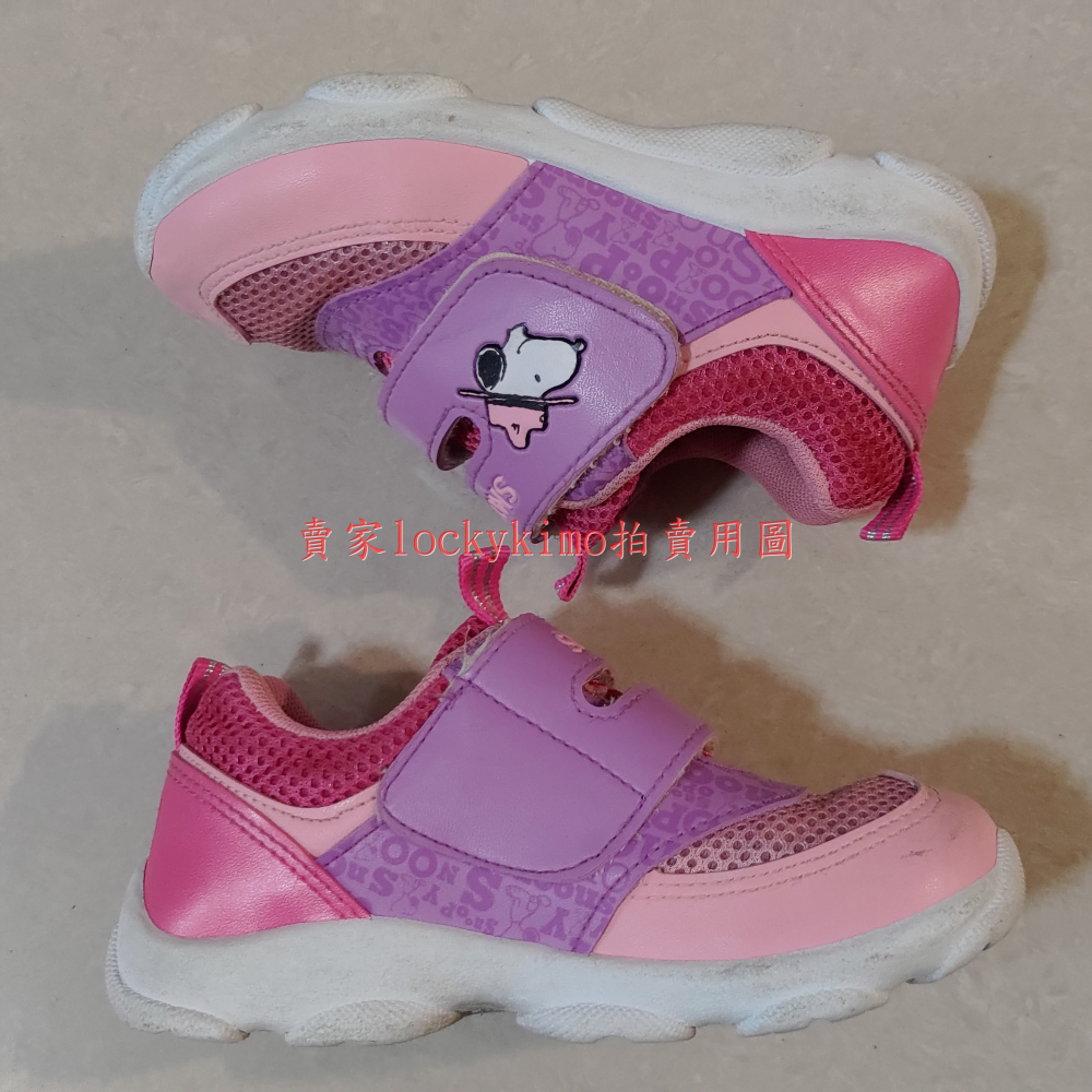 【史努比 童鞋 史奴比 女童鞋 18號 布鞋 粉紅色 二手 台灣製】SNOOPY 運動鞋 18cm-細節圖5
