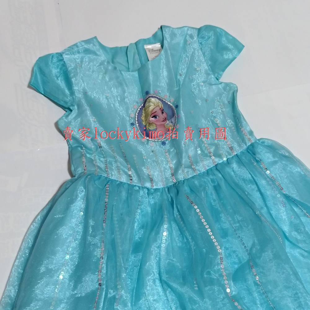 二手【冰雪奇緣 連身裙 女童 無袖 裙子 藍色 拉鍊 140】迪士尼 ELSA 艾莎 童裝 小童 裙 FROZEN 艾紗-細節圖6
