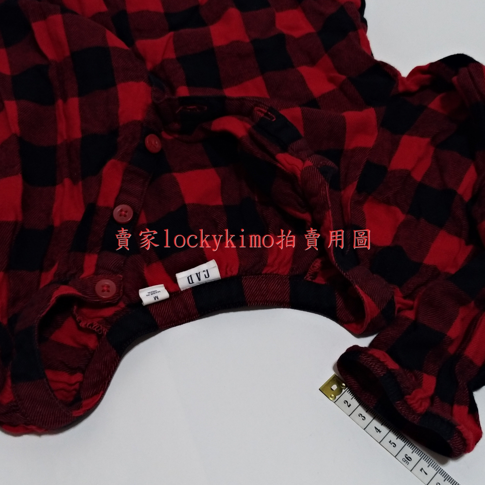 二手【GAP 紅色 格紋 襯衫 長袖 M號 日本 130 CM】上衣 童裝 小童 經典款 8-9 女童 內有量尺寸照片-細節圖3