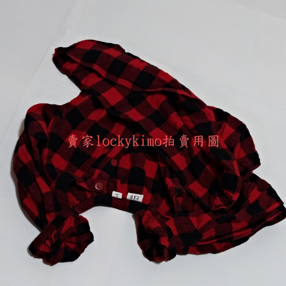 二手【GAP 紅色 格紋 襯衫 長袖 M號 日本 130 CM】上衣 童裝 小童 經典款 8-9 女童 內有量尺寸照片-細節圖5