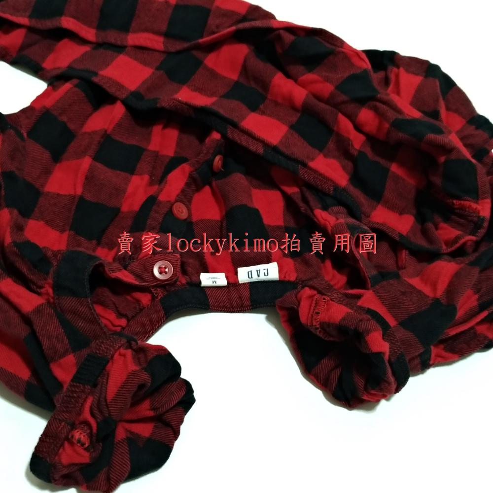 二手【GAP 紅色 格紋 襯衫 長袖 M號 日本 130 CM】上衣 童裝 小童 經典款 8-9 女童 內有量尺寸照片-細節圖6