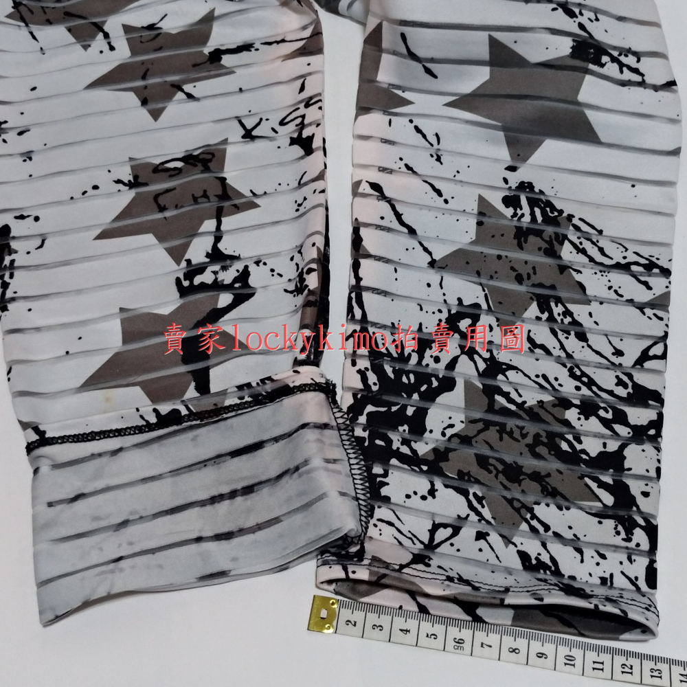 二手【緊身褲 黑白 星星 印花 條紋 紋理褲 FREE號】童裝 小童 經典款 女童 內有量尺寸照片 褲子-細節圖4