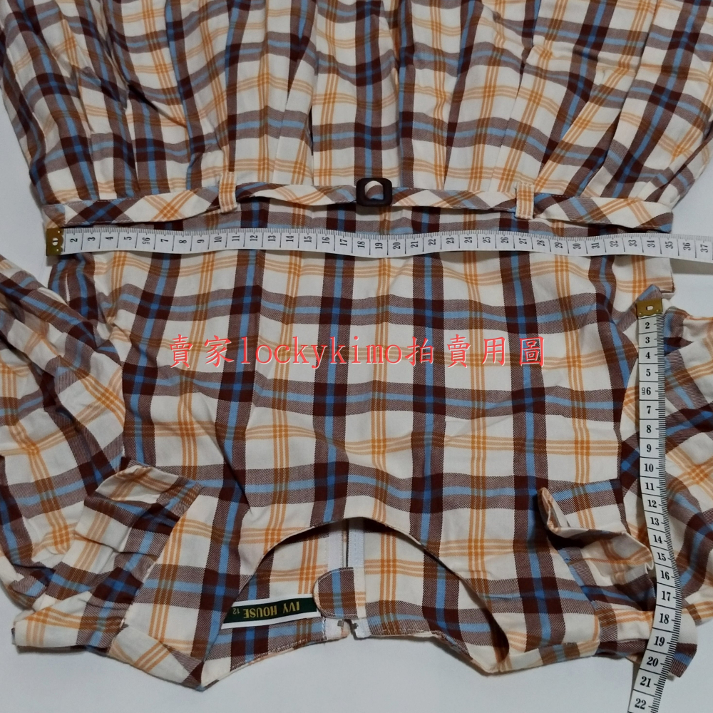 二手【IVY HOUSE 格紋 襯衫 長袖 洋裝 12號 】上衣 童裝 小童 女童 連身裙 長春藤 常春藤 內有尺吋照片-細節圖4