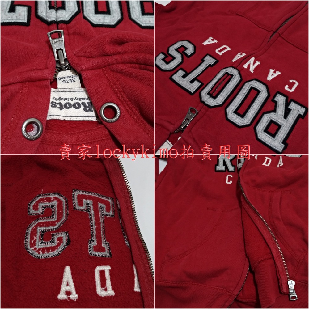 二手【Roots Canada 紅色連帽 長袖 外套 】上衣 童裝 小童 男童 內有量尺寸照片-細節圖3