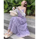 Zoe＇s SeCreT海邊渡假風蕾絲拼接V領蛋糕吊帶洋裝(3色) 細肩帶洋裝 長洋裝 無袖洋裝 白色洋裝A21040-規格圖9