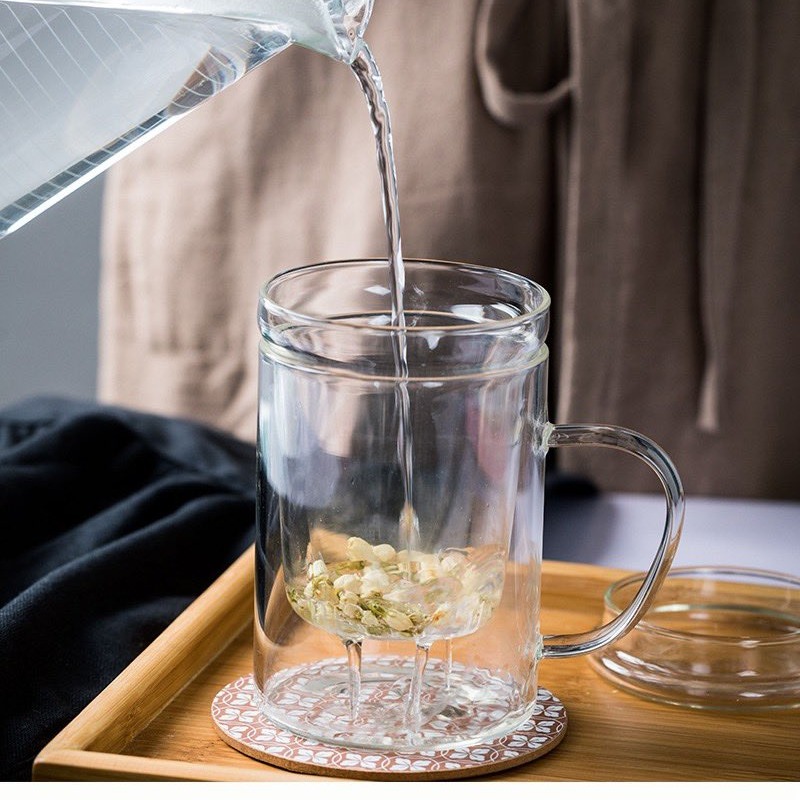 過濾式泡茶杯三件式辦公室茶具泡茶杯茶杯內膽上蓋-細節圖3