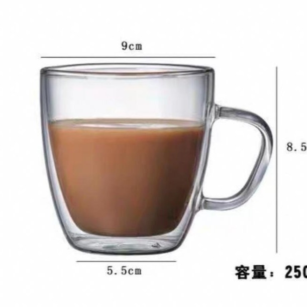 雙層杯雙層玻璃杯 防燙玻璃杯馬克杯 玻璃杯 咖啡杯450ML/350ML/250ML-細節圖6