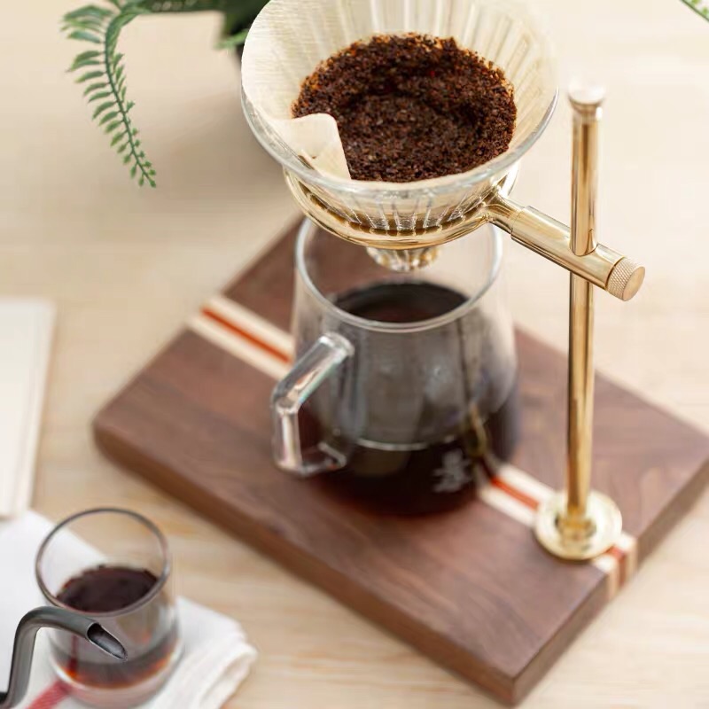 【現貨】CAFEDE KONA拼色黃銅手沖架 咖啡手沖架 咖啡架 黑胡桃木