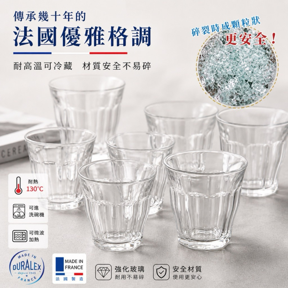 【Duralex 法國強化玻璃杯】90-360ml多容量 澳白杯 芮馥白杯 拿鐵杯 咖啡杯 咖啡廳專用 水杯 餐廳專用-細節圖2