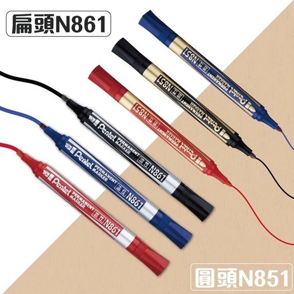 【King PLAZA】PENTEL 飛龍 油性筆 圓頭 異材質 奇異筆 紅/黑/藍 N851-細節圖2