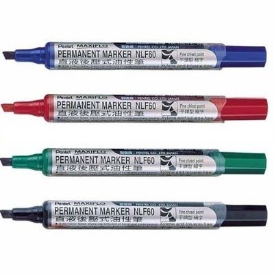 【King PLAZA 】Pentel 飛龍 後壓 油性筆 圓頭 平頭 MAXIFLO 異材質書寫 NLF-細節圖4