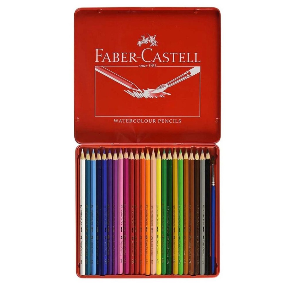 【King PLAZA】Faber-Castell 輝柏 六角 水彩 色鉛筆 12色 24色 36色 紅 鐵盒 附水彩筆-細節圖3